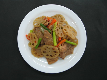 蓮根と豚肉の味噌炒め